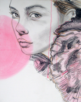 Różowa dziewczyna - oryginalny obraz na płótnie, Bea Fine Arts