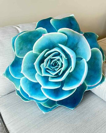 Poduszka Duży  Sukulent Echeveria Turkusowy, poduszkownia