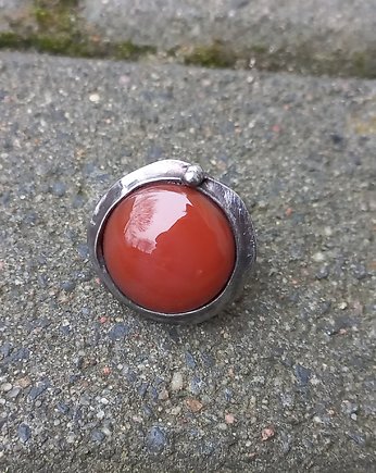Karneol - pierścionek regulowany, po drugiej stronie lustra