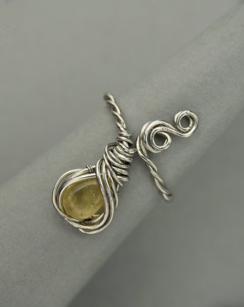 Pierścionek regulowany cytryn wire wrapping, Agata Rozanska