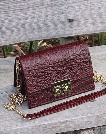 AMELIA II XS burgund CroCo  mała łuska limited GOLD, FABIOLA TOREBKI