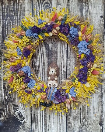 Jesienny wianek z suszu z wiewiórką, #J1, rozmiar 45 cm, Homeliness Art Decor