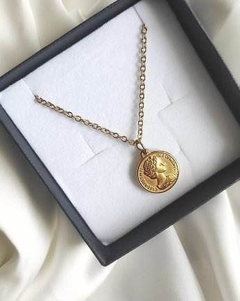 Naszyjnik z zawieszką moneta królowa Elżbieta II Pesos, Metio Brand