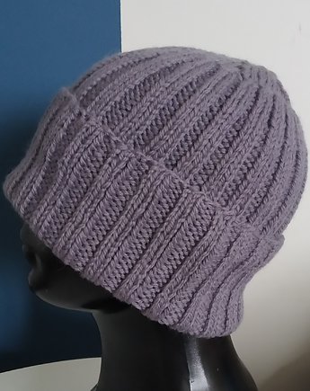 Czapka męska Hipster szaro-liliowa, Knit Couture