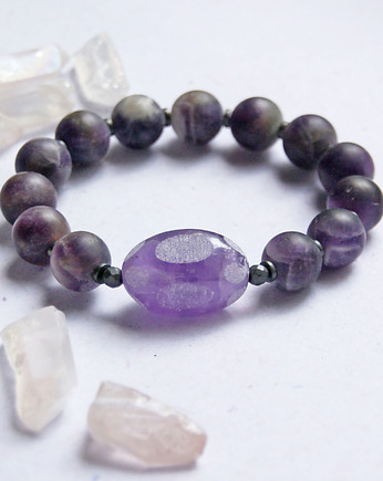 UNIKAT - ametyst - unikatowa bransoleta, kaktusia