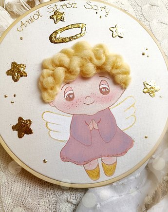 Obrazek z aniołkiem na Chrzest/ narodziny dla dziewczynki, gingerolla