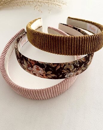 Płaska sztruksowa opaska do włosów Golden, Volie Line