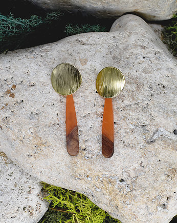 Drewniane wiszące kolczyki z żywicą, Spirit Of Copper