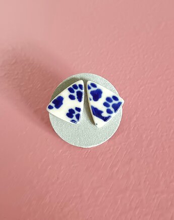 Kolczyki ceramiczne Bolesławiec łapki, biżuteria z talerzy