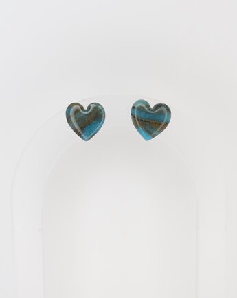 Kolczyki Gemstone - niebieskie serca, freska