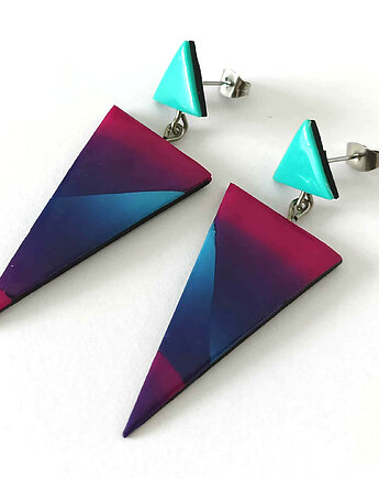 Kolczyki Geometryczne Fioletowe Trójkąty, OMIFIMO