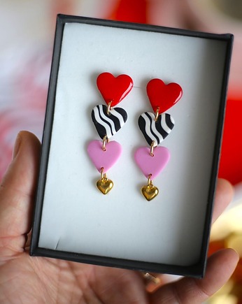 Walentynkowe kolczyki serduszka FALOVANIE, sploteka