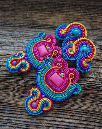 Duże i kolorowe kolczyki sutasz, Mró Soutache