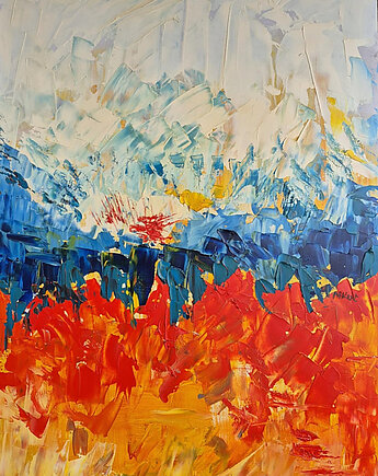 Obraz ręcznie malowany do salonu tam gdzie lód płonie, alice oil on canvas