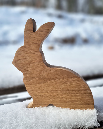 Wielkanocny króliczek z drewna, dąb 15cm, Drewniane dodatki