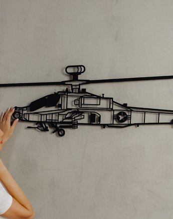 Śmigłowiec Apache AH metalowa ozdoba na ścianę 3D, Aircraft Sketches