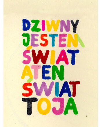 Plakat ŚWIAT kolorowa typografia prezent dla dziwaków, BEATNIK illustration