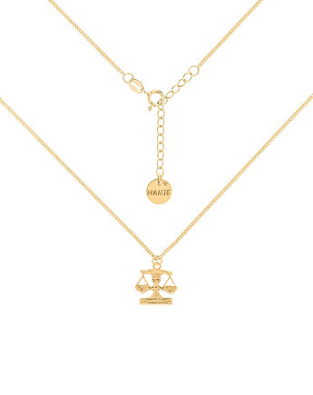 Pozłacany choker pancerka ze znakiem zodiaku Waga, MANJE