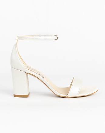 SANDAŁKI NA SŁUPKU - SKÓRA NATURALNA - MODEL 342- KOLOR PERŁOWY, Zapato
