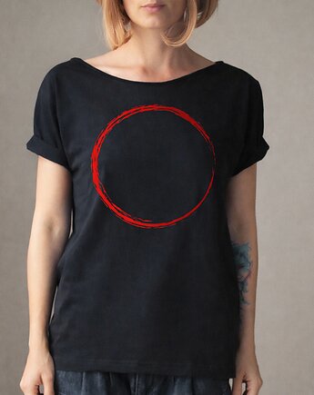 Koło czerwone czarny  Krótki Oversize, ONE MUG A DAY