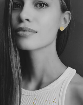 Małe kolczyki koła , żółte, minimalistyczne kolczyki skóra naturalna, Malena Dul