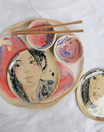 Ręcznie wykonany ceramiczny zestaw do sushi dla 2 osób, Ewa Duszka