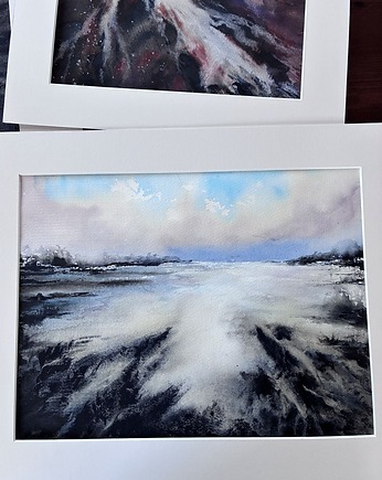 Obraz akwarelowy "Struktura II/2026" oprawiony w passe-partout 40x50 cm, Betańska Studio