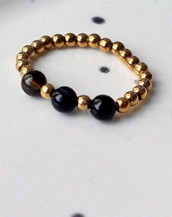 Pierścionek elastyczny Hematyt, Chmolowska Jewellery