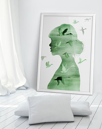 Plakat Kobieta zielona  50x70 cm, OSOBY - Prezent dla rodziców
