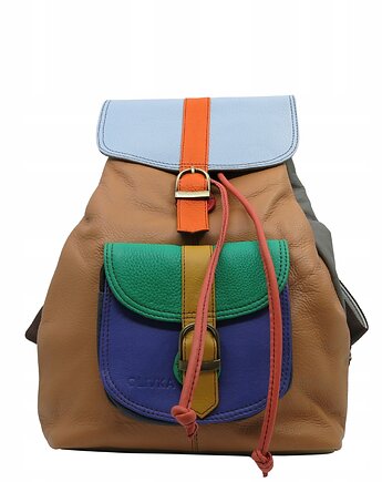Plecak damski kolorowy skórzany regulowane szelki pojemny OLIVKA, Olivka Warsaw