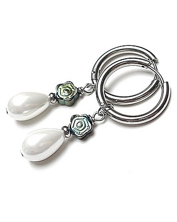 Kolczyki srebrne Pearls /white/ perły vol. 11 , KiKa pracownia