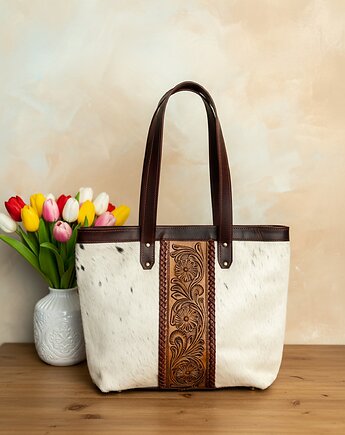 Torebka skórzana ręcznie robiona z rzeźbieniem Nawa, SempreArte