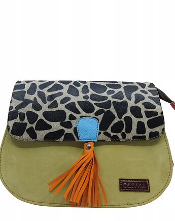 Torebka damska klasyczna na ramię skórzana zamszowa klapka wzór eko OLIVKA, Olivka Warsaw