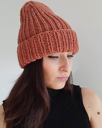 Czapka Beanie- wełna i alpak Czerwony Jak Cegła, WoolTerka HandMade