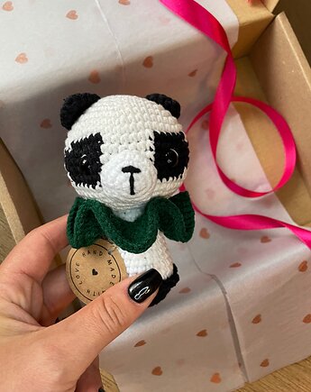 Maskotka panda, prezent dla dziecka, panda przytulanka, prezent dla noworodka, HANDMADE crochet by Klaudia