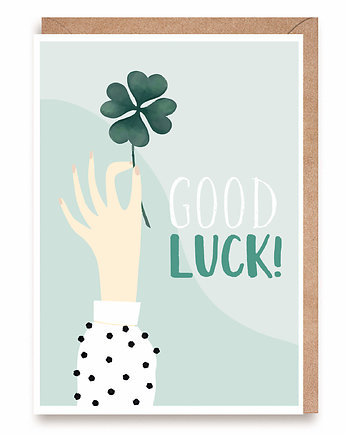 Kartka GOOD LUCK POWODZENIA A6 koniczynka, Cardie
