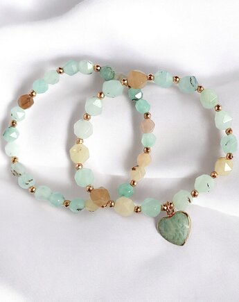 KOMPLET bransoletek : SPRING collection: jadeit i amazonit, kaktusia