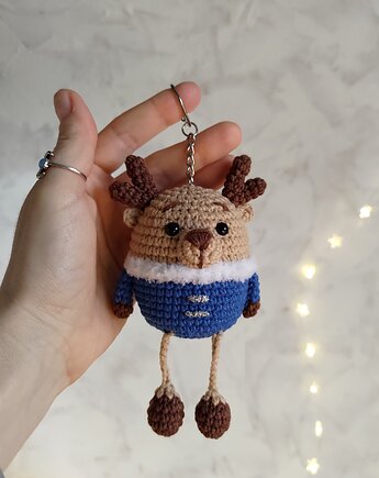 Brelok renifer, Brelok jelonek, Brelok na prezent, Upominek świąteczny, EcoToysByNastya