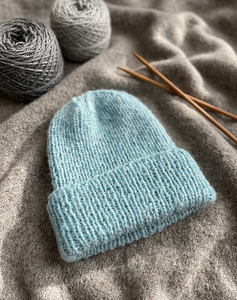 Czapka DARLA - Baby Blue - Handmade - Merino, alpaka, jedwab, cisza kolektyw