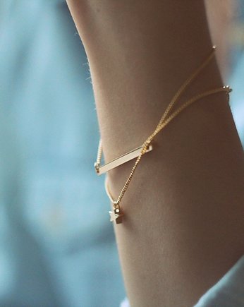 16k Gold Plated Bar Bracelet, Le Boho Bleu