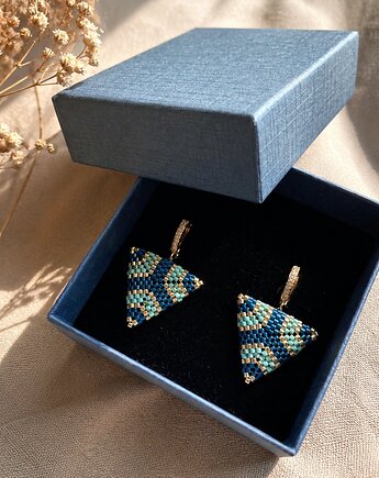 Kolczyki z koralików geometryczne, Pracownia Deco