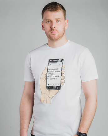 Bawełniany T-shirt z nadrukiem - Smartfon, ZlapDystans