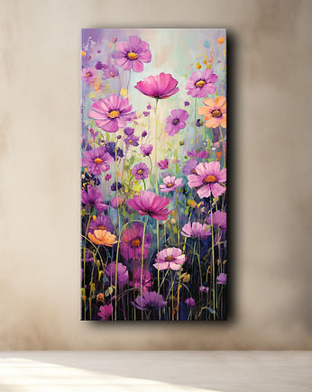 Stokrotki - Obraz na płótnie - Druk, Blejtrama - Olej, Boho, Abstrakcja #22, Black Sapphire Art