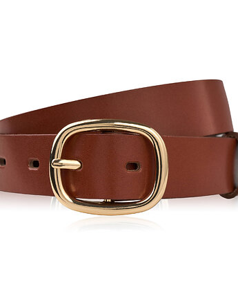 Pasek damski skórzany 100 cm do spodni brązowy licowy  PG-15-TCZ-100, Paolo Peruzzi