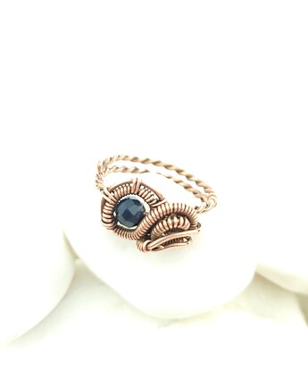 Szafir regulowany pierścionek z miedzi, Blue Pearl Art