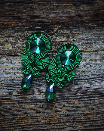 Zielone  kolczyki soutache, Mrosoutache