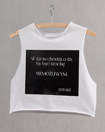 Krótki top z cytatem Oscar Wilde, Golden Lips