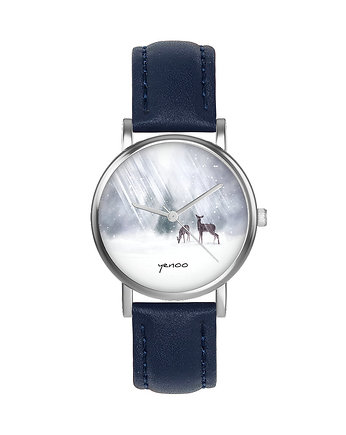 Zegarek  mały - Sarenki - skórzany, granatowy, yenoo