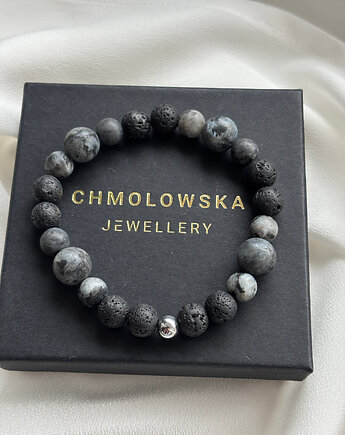 Bransoletka męska Larvikit i Lawa, Chmolowska Jewellery