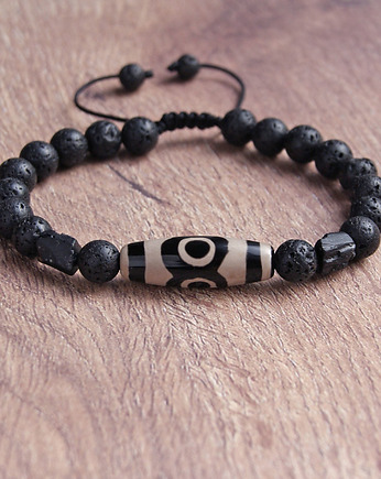 Ochronna bransoletka : AGAT, lawa,  turmalin, kaktusia